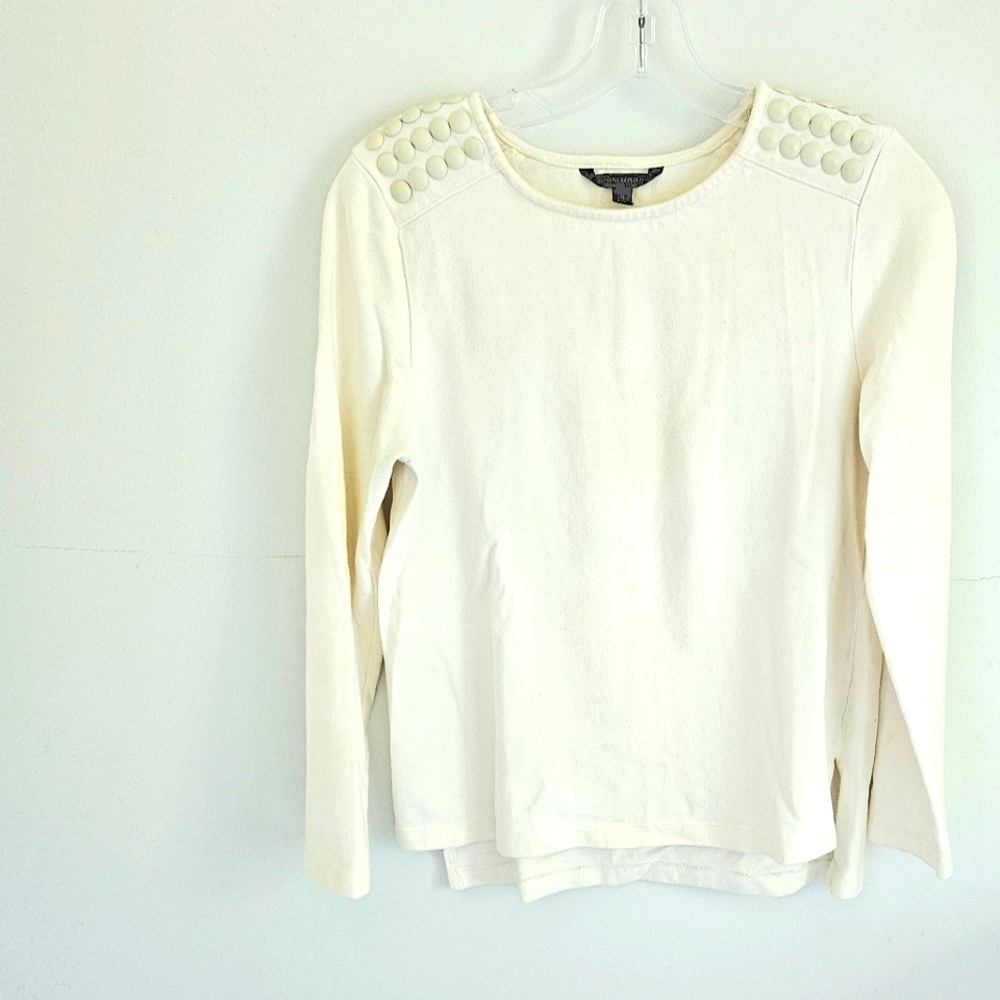 Banana Republic white long sleeve top studs on shoulder